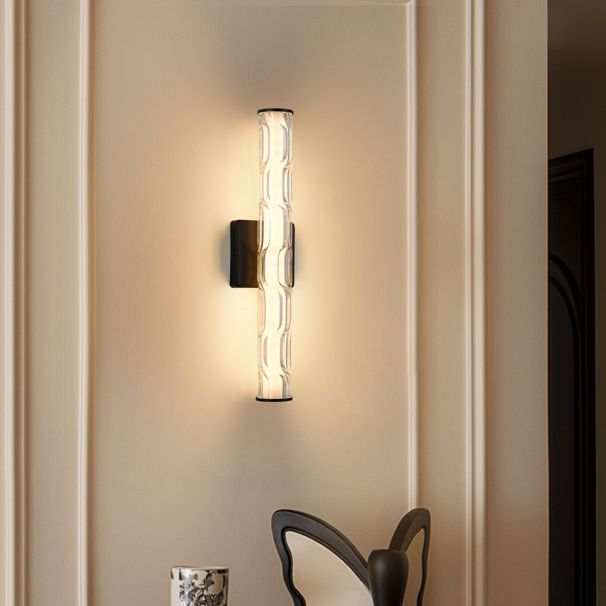 19.7'' Black Bathroom Wall Sconce Set of 2, Modern Single Sconce Wall Lighting, Upgrated K9 Crystal Bronze Wall Light, Bedroom Vanity Sconce, Wall La 19.7'' Black Bathroom Wall Sconce Set of 2, Modern Single Sconce Wall Lighting, Upgrated K9 Crystal Bronze Wall Light, Bedroom Vanity Sconce, Wall La