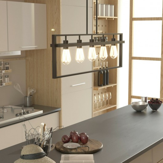 5-Lights Pendant Lamp with Iron Square Lamp Shade 5-Lights Pendant Lamp with Iron Square Lamp Shade