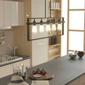 5-Lights Pendant Lamp with Iron Square Lamp Shade 5-Lights Pendant Lamp with Iron Square Lamp Shade